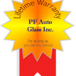 image of PF Auto Glass inc. lifetime warranty seal for all windsheild rplacement & auto glass repairs